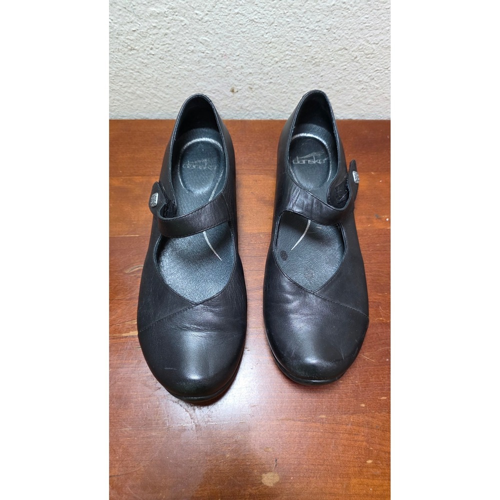 Dansko‎ Mary Jane Shoes Women's 40 Black Leather Comfort Strap Flats